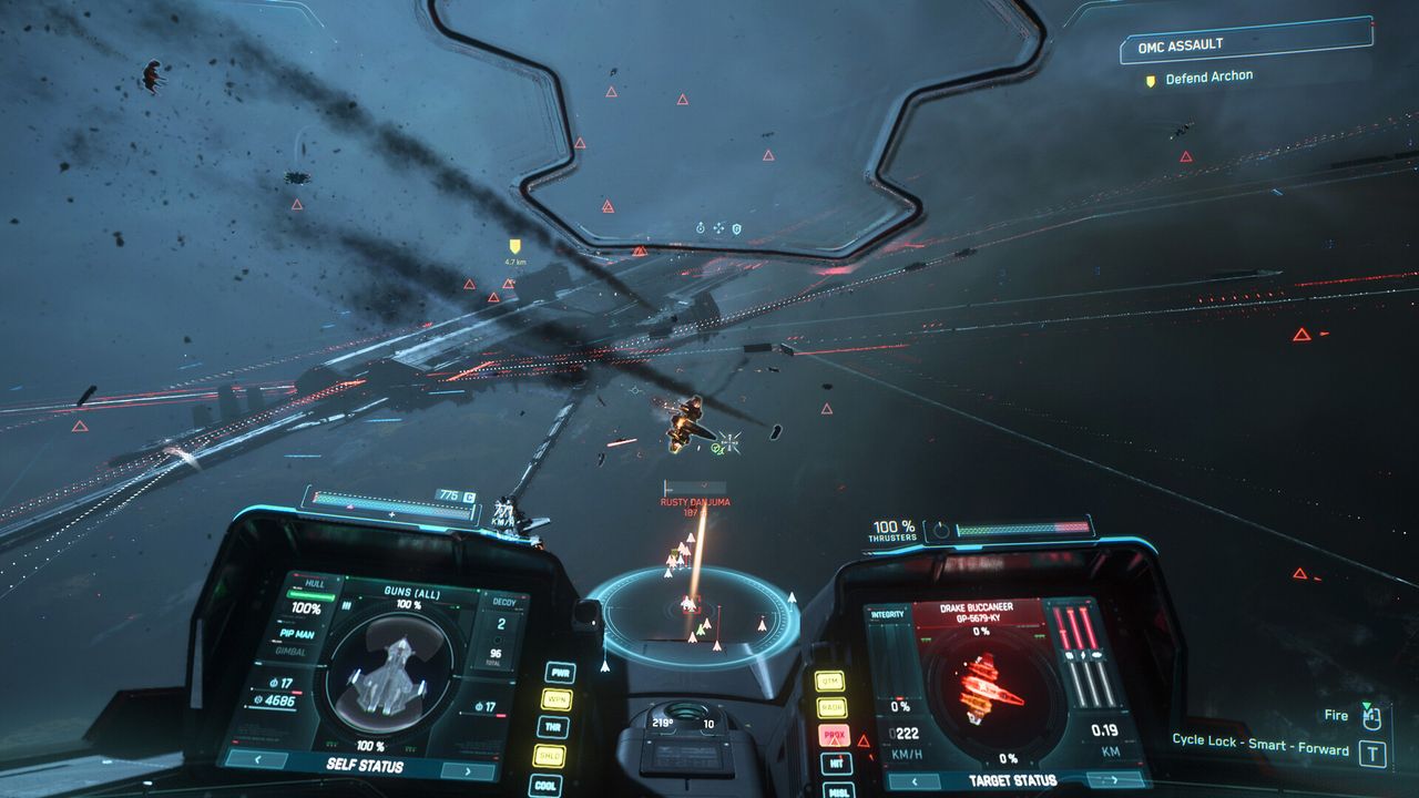 An official Squadron 42 screenshot of a fighter in dark space