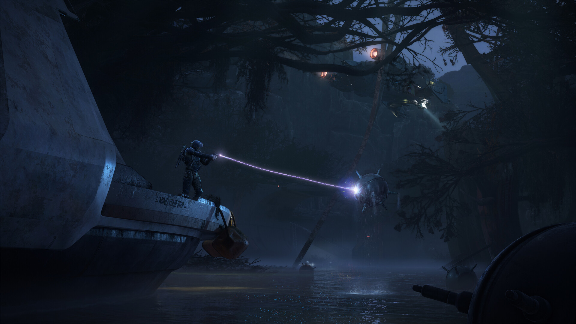 An official Squadron 42 screenshot showing a pilot in a hangar